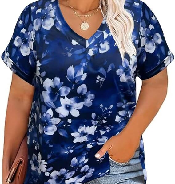 Plus Size Tops for Women Short Sleeve Shirts