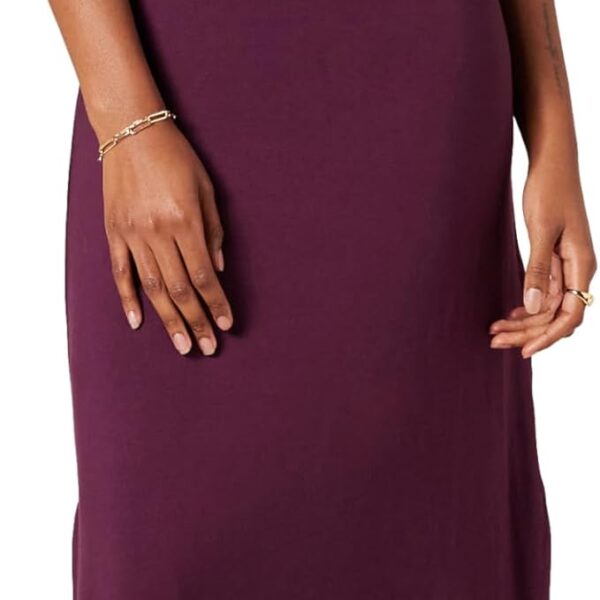 Amazon Essentials Women's Stretchy Jersey V-Neck Short Sleeve Midi Length Dress