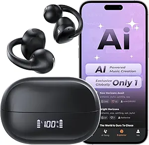 Haowolf Open Ear Earbuds, Bluetooth 5.4 Bone Conduction Headphones