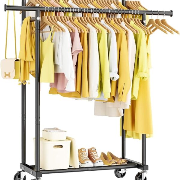 HYSEYY Double Rods Clothes Rack