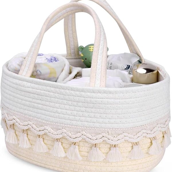 Diaper Caddy Organizer, Stylish Nursery Storage Basket