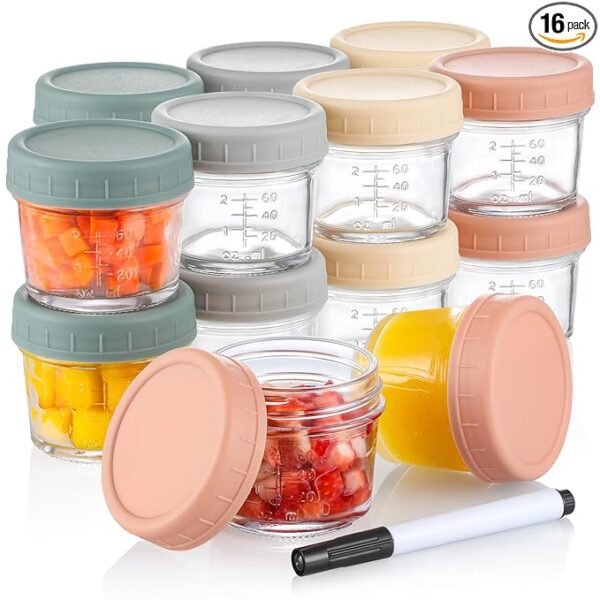 VITEVER 16 Pack Glass Baby Food Storage Containers