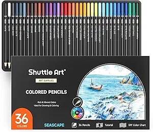Shuttle Art 36 Colored Pencils, Seascape Themed Colored Pencils for Adult