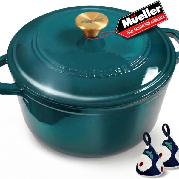 Mueller DuraCast 6 Quart Enameled Cast Iron Dutch Oven Pot with Lid