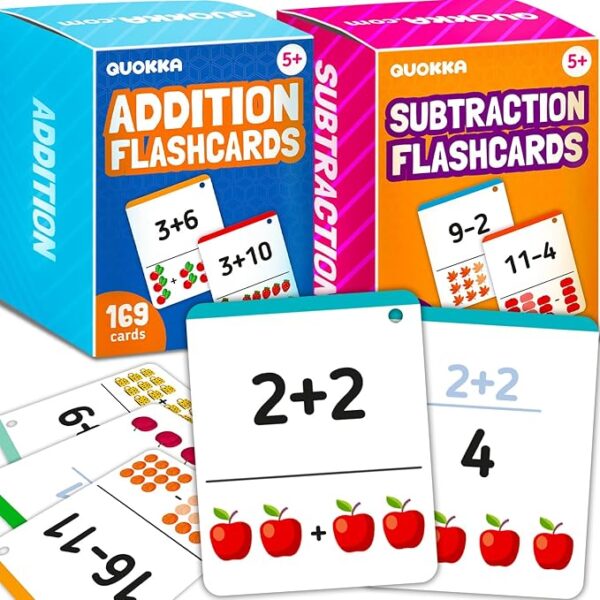 QUOKKA Addition & Subtraction Flash Cards Set for Kids