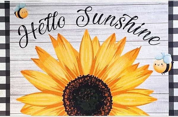 Spring Summer Door Mat for Front Door Floral