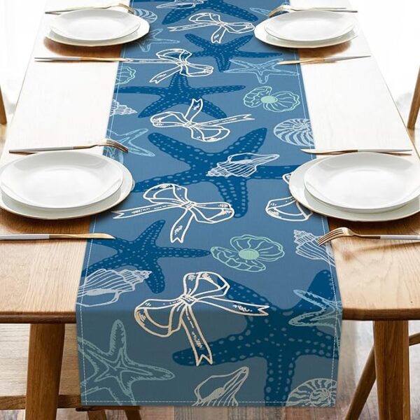 Beach Coastal Blue Dining Table Runner