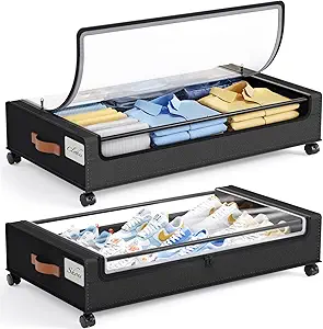 Yecaye 60 L Under Bed Storage with Wheels