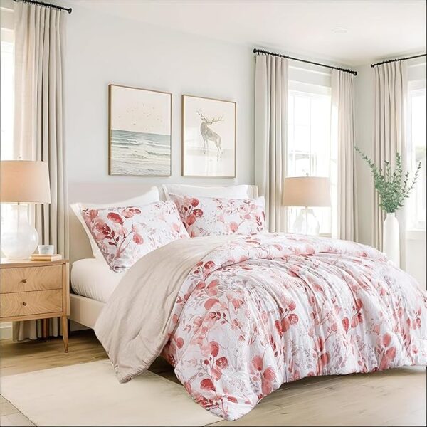 Lightweight Seersucker Botanical Comforter Set Queen Size