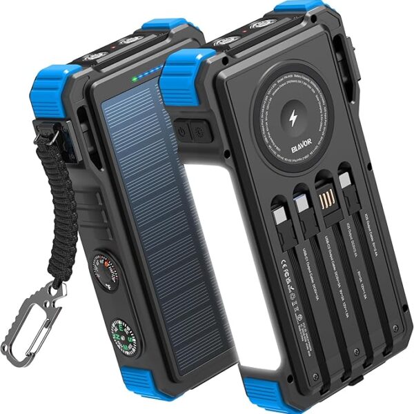 BLAVOR Solar Power Bank 20000mAh Built-in Cable