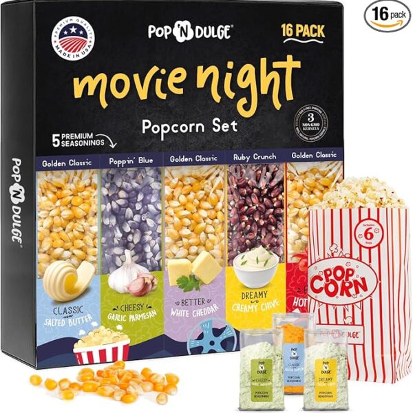 Pop n' Dulge Popcorn Movie Night Supplies 16 pcs Gift Set