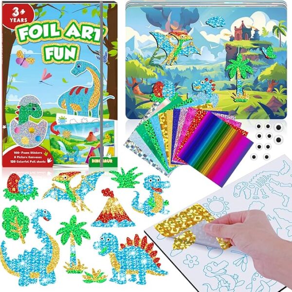 homicozy Art & Craft Activity for Kids-Foil Fun Dinosaur