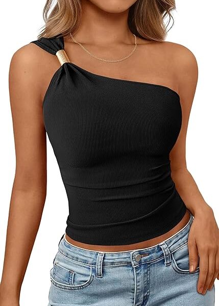 PRETTYGARDEN One Shoulder Going Out Tops for Women