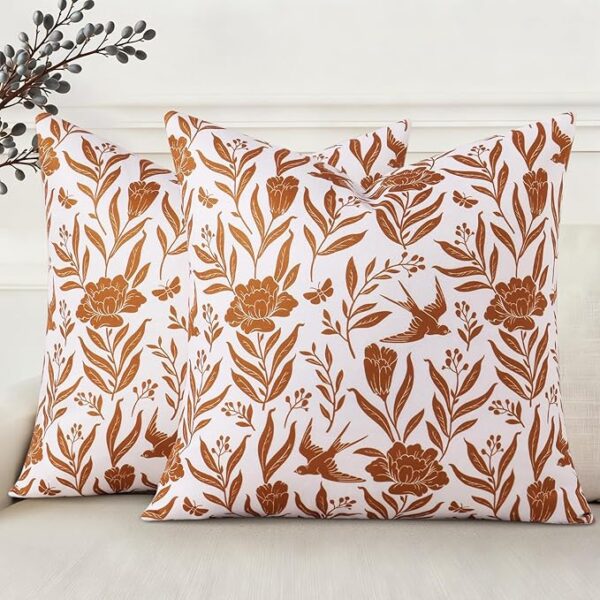 decorUhome Floral Throw Pillow Covers 20x20 Inch Set of 2