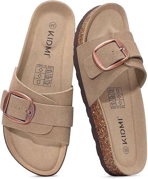 KIDMI Genuine Suede Cork Footbed Sandals