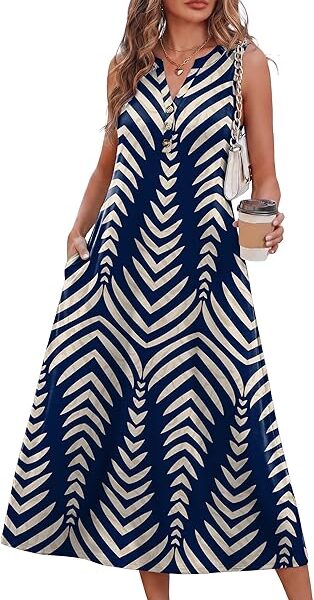 OFEEFAN Summer Dresses for Women Sleeveless Casual