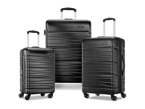 51% off Samsonite Evolve SE Hardside Expandable Luggage with Spinners, Bass Black, 3PC Set