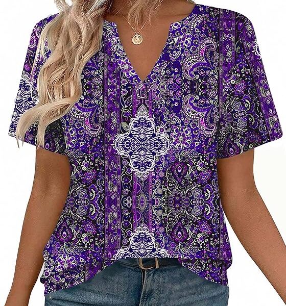 Zeagoo Womens Tops Short Sleeve V Neck Tee Shirts