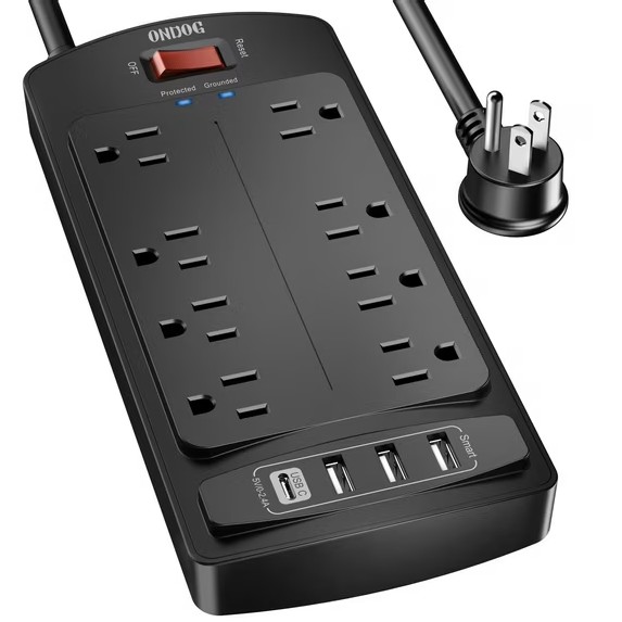 Surge Protector Power Strip , ONDOG 6ft Extension Cord with 8 Outlets and 3USB Ports
