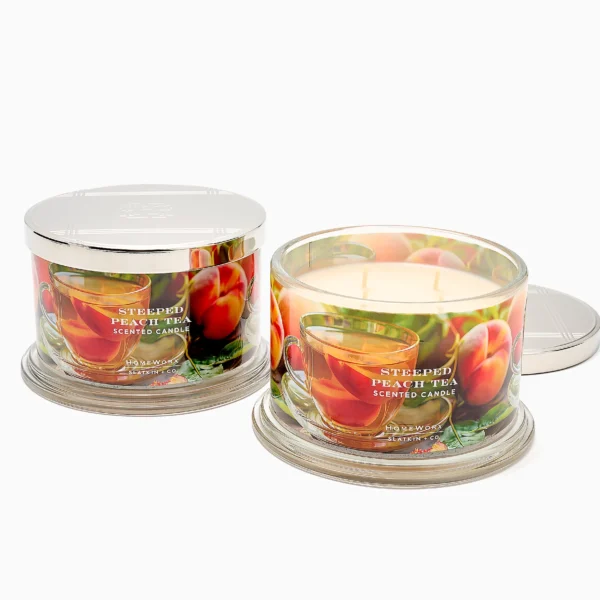 QVC HomeWorx by Slatkin + Co. S/2 18oz Steeped Peach Tea Candles