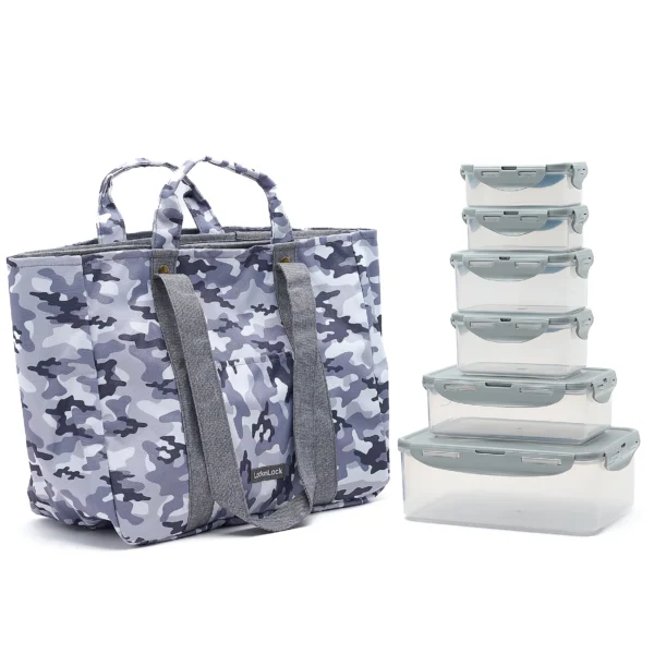 LocknLock 2-Pc Tote Bags w/ 6-Pc Rectangle Set QVC