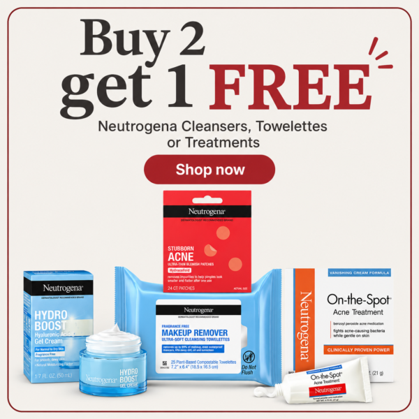 Walgreens Buy 2, Get 1 FREE on select Neutrogena cleansers, towelettes, and treatments