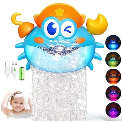 Amazon 50% Off Bath Toys,Rechargeable Crab Baby Bath Toys Light Up Bath Bubble Machine with Colourful RGB Light Great Birthday Gift for Boys and Girls Toddler Toy for Kids Ages 1-3 4-8Bath Toys,Rechargeable Crab Baby Bath Toys Light Up Bath Bubble Machine