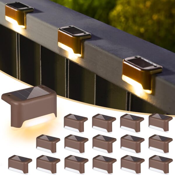 Amazon Solar Deck Lights Outdoor 16 Pack, Solar Step Lights Waterproof