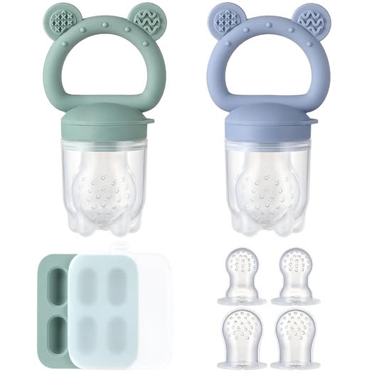 2-Pack Silicone Baby Fruit Feeders with Freezer Tray