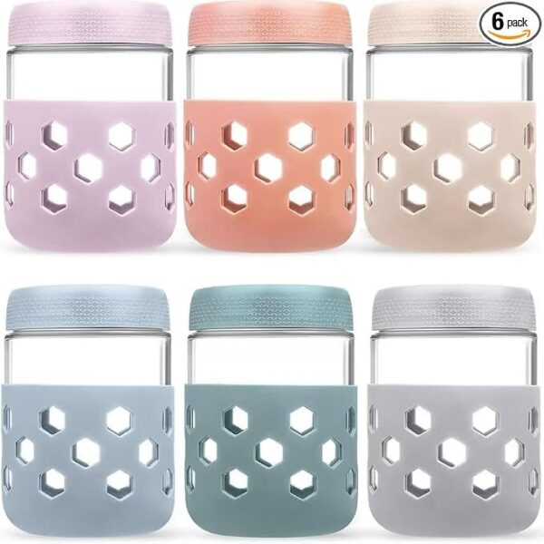 6-Pack 16 oz Glass Overnight Oats Containers with Lids