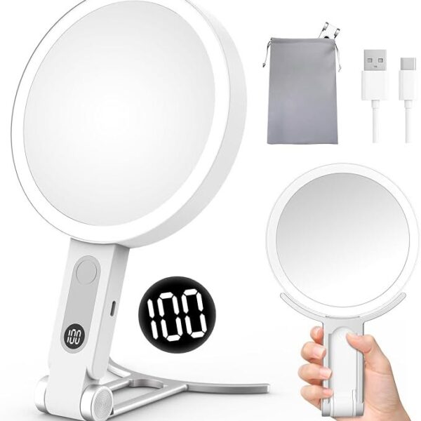 Rechargeable Lighted Travel Makeup Mirror with 20X Magnification