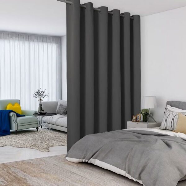 Blackout Room Divider Curtain Panel (Dark Grey, 8.3 ft × 7 ft)