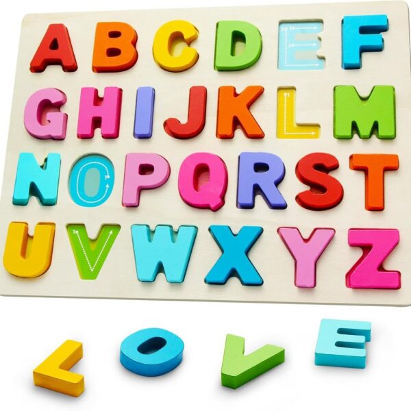Wooden Puzzles for Toddlers, ABC Alphabet Puzzle,