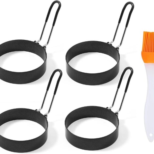 4-Pack 3.5-Inch Egg Rings with Silicone Handles