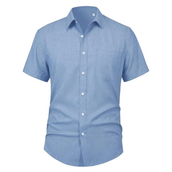 Men's Short Sleeve Linen Button-Down Shirt