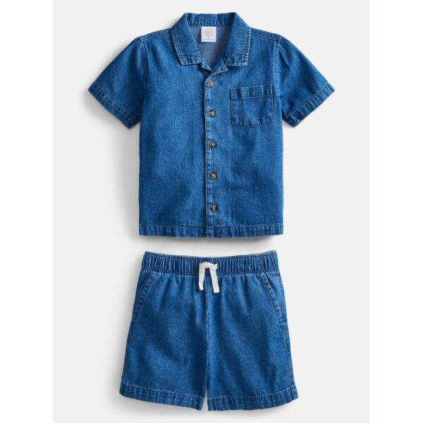Toddler Boys Chambray Shirt and Short Set, 2 Piece