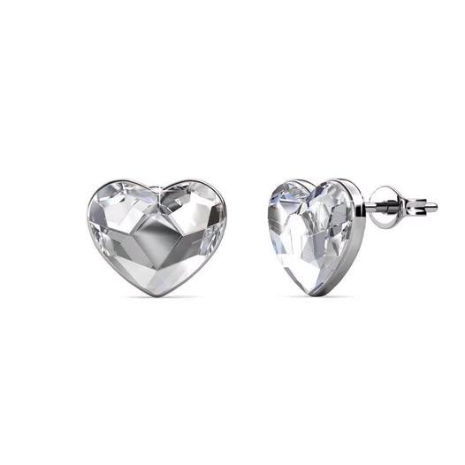 Cate & Chloe Violet 18K White Gold Plated Heart Stud Earrings with Swarovski Crystals