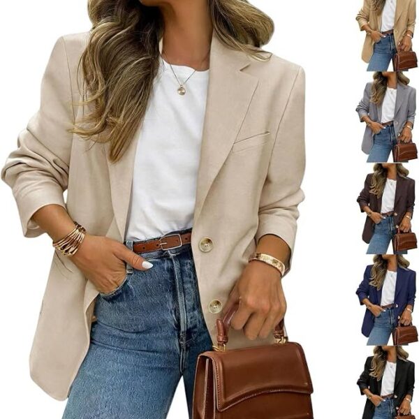 Womens Blazer Business Casual Long Sleeve Suit Jacket