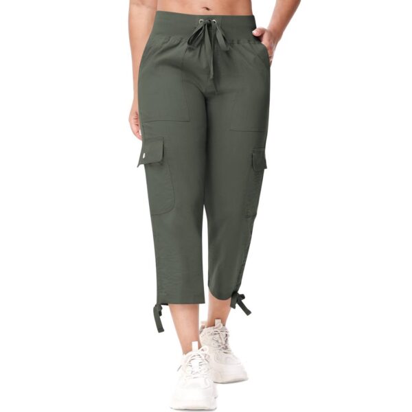Women's Quick-Dry Cargo Capri Pants with Pockets (Army Green)