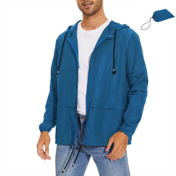 Packable Men's Rain Jacket Waterproof Raincoat