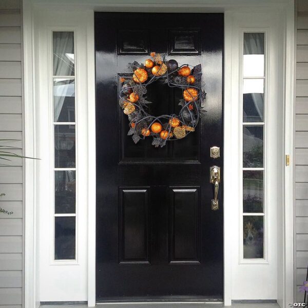 Artificial Halloween Pumpkin Wreath (20")