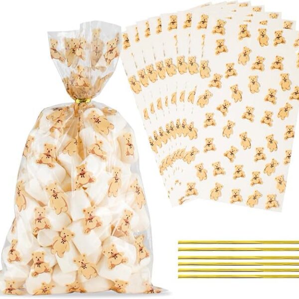Clear Bear Cellophane Treat Bags Plastic Gift Bag 100 pcs