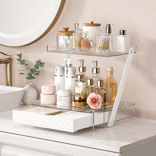 Countertop Makeup Organizer with Drawers & Lid