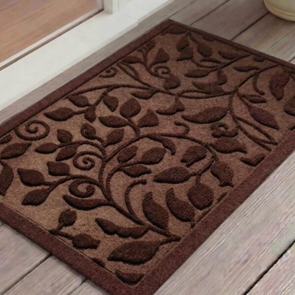Price Dr0p Coffee Brown Leaves Ivy Scroll Outdoor Indoor Entrance Door mat