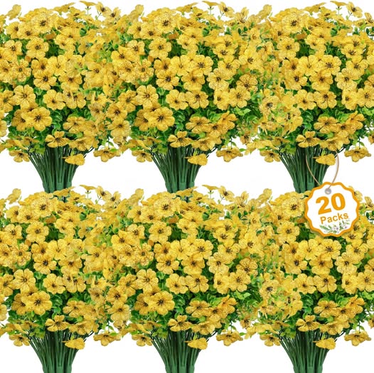 20 Bundles Artificial Outdoor Flowers