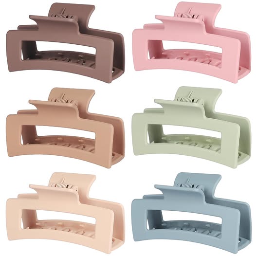 3.5-Inch Rectangle Hair Claw Clips, 6-Pack