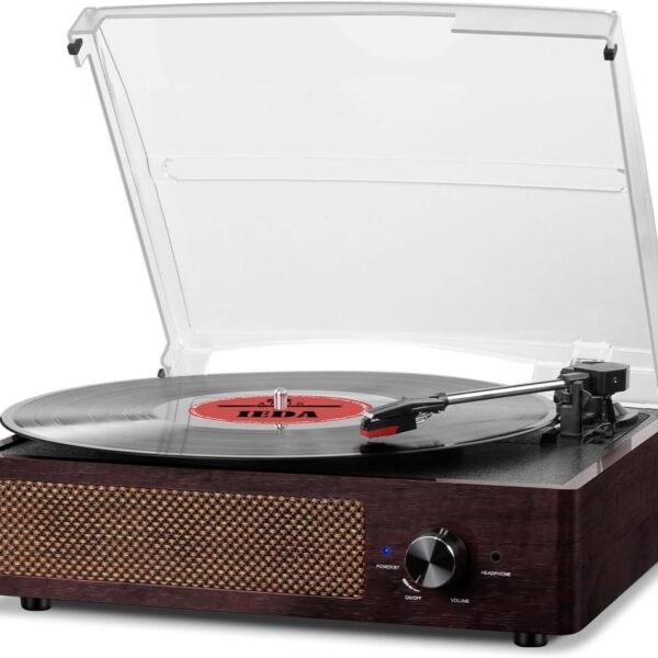 Record Player Turntable with Built-in Bluetooth Receiver & 2 Stereo Speakers