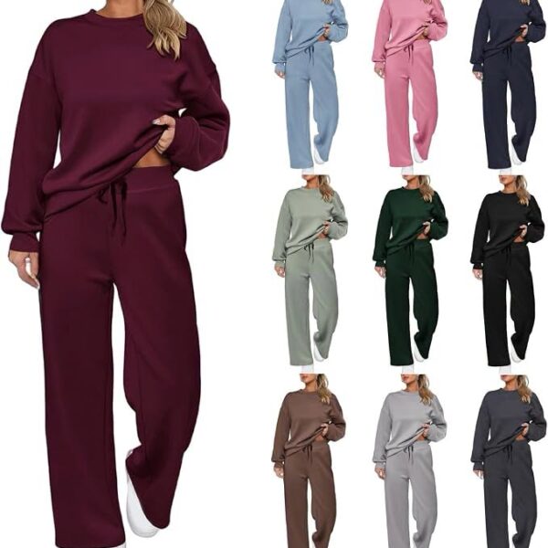 50% off-Womens 2 Piece Sweatsuit Matching Workout Sets Wide Leg Sweatpants