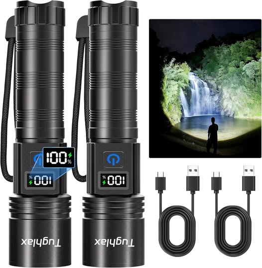 LED Rechargeable Flashlights 9900 High Lumens 2Pack