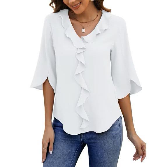 Chiffon Blouses for Women Dressy Ruffle